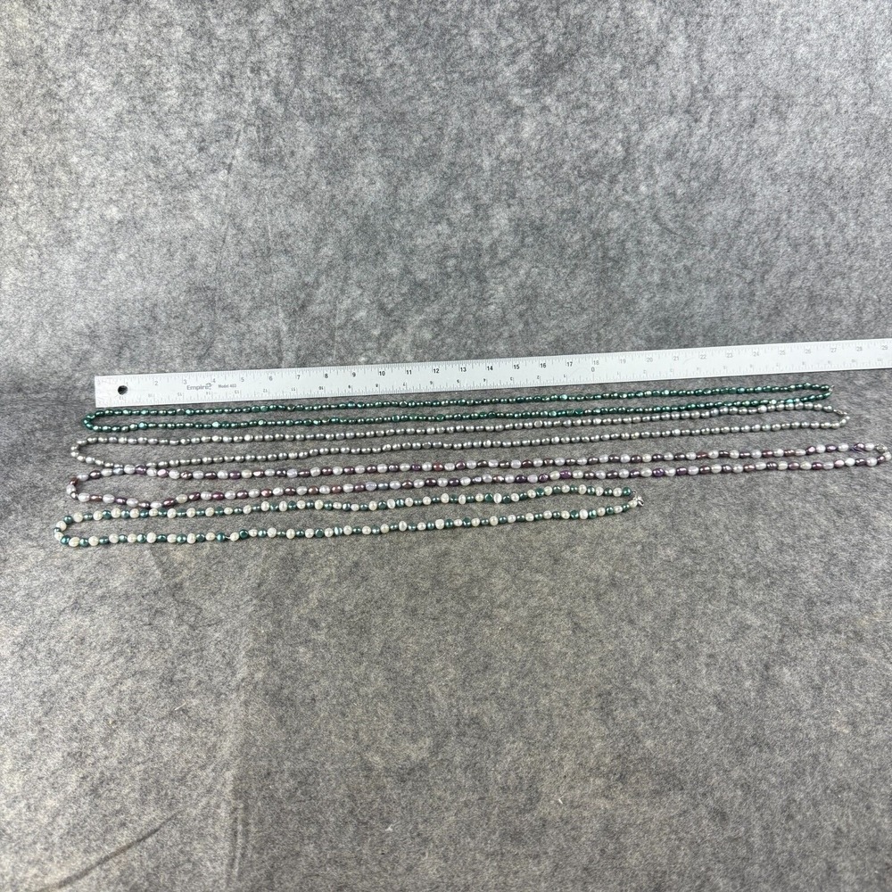Lot of 4 long Freshwater Pearl Jewel Tone Beads Necklaces Silver Green‎ Purple - Picture 7 of 7